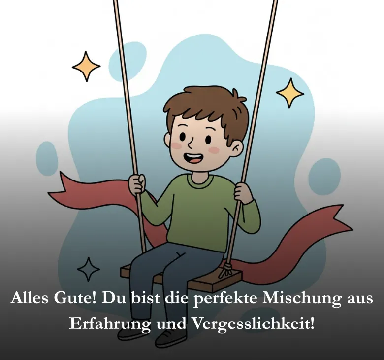 Alles Gute! Du bist die perfekte Mischung aus Erfahrung und Vergesslichkeit!
