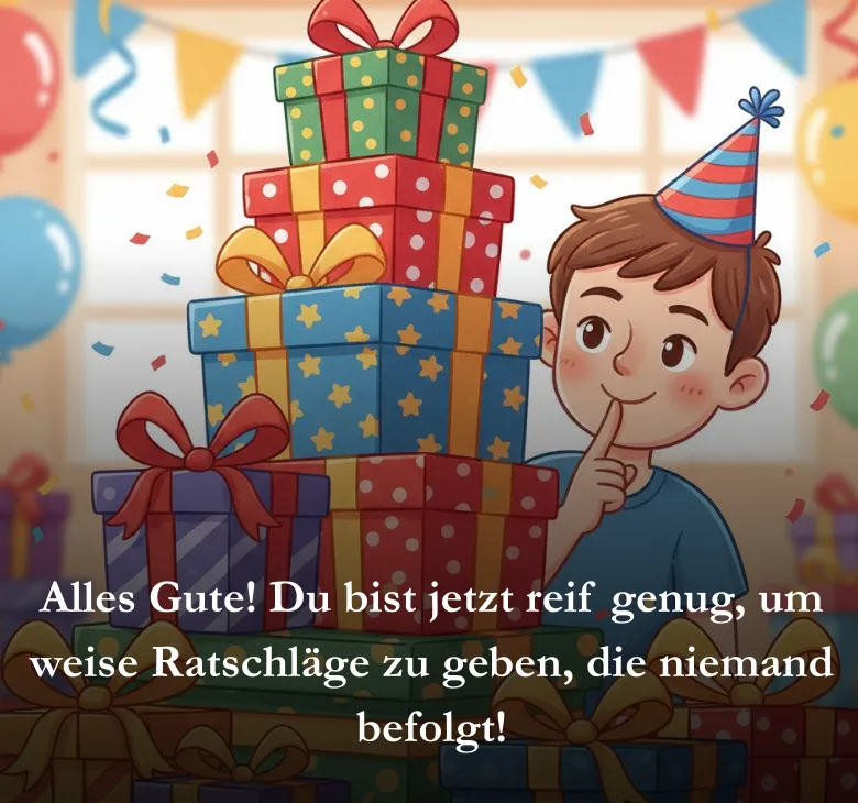 Alles Gute! Du bist jetzt reif genug, um weise Ratschläge zu geben, die niemand befolgt!
