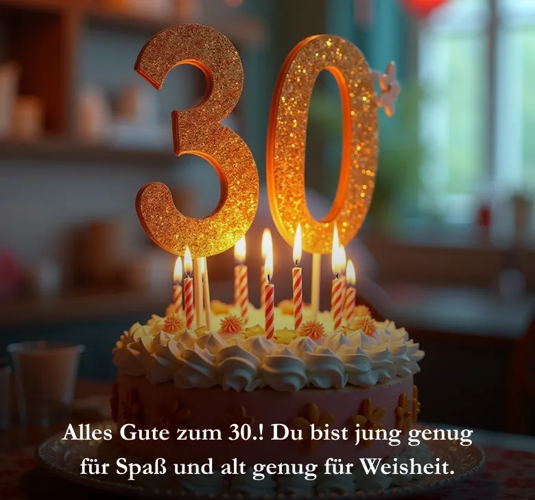 Alles Gute zum 30.! Du bist jung genug für Spaß und alt genug für Weisheit.
