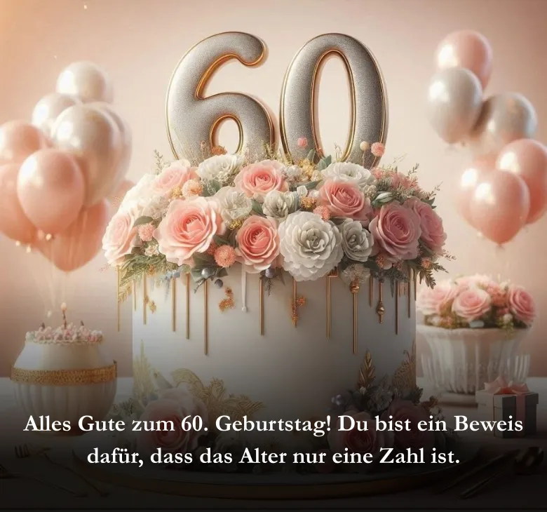 Alles Gute zum 60. Geburtstag! Du bist ein Beweis dafür, dass das Alter nur eine Zahl ist.
