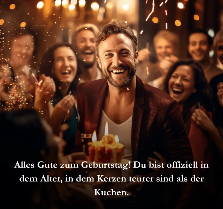 Alles Gute zum Geburtstag! Du bist offiziell in dem Alter, in dem Kerzen teurer sind als der Kuchen.