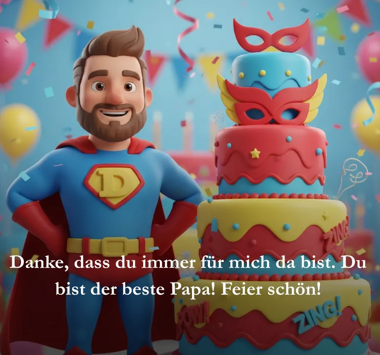 Danke, dass du immer für mich da bist. Du bist der beste Papa! Feier schön!