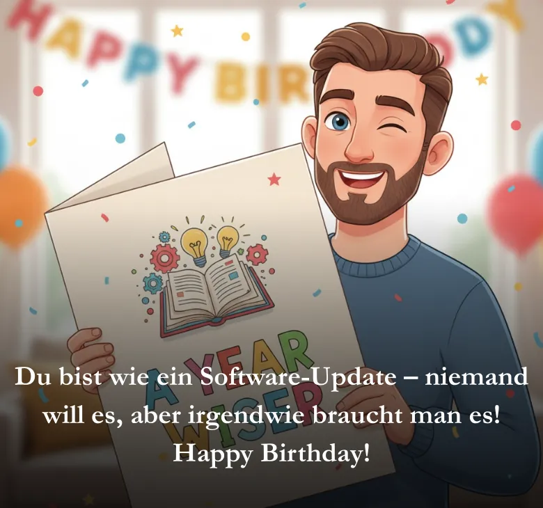 Du bist wie ein Software-Update – niemand will es, aber irgendwie braucht man es! Happy Birthday!