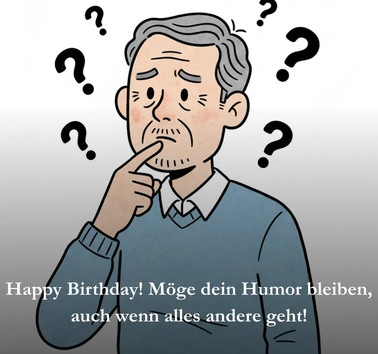 Happy Birthday! Möge dein Humor bleiben, auch wenn alles andere geht!
