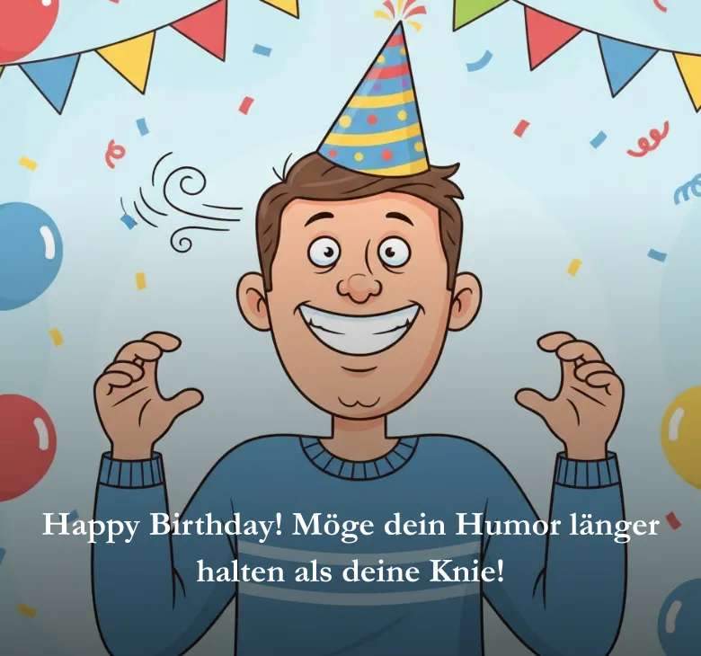 Happy Birthday! Möge dein Humor länger halten als deine Knie!
