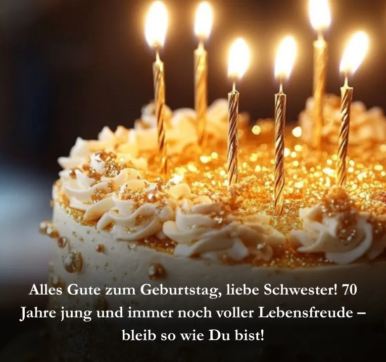 Alles Gute zum Geburtstag, liebe Schwester! 70 Jahre jung und immer noch voller Lebensfreude – bleib so wie Du bist!
