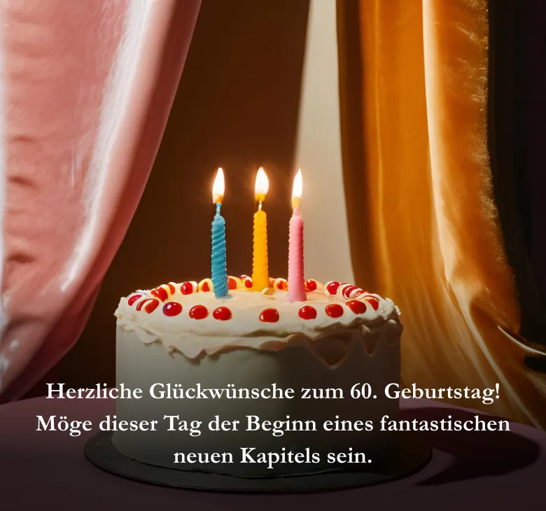Herzliche Glückwünsche zum 60. Geburtstag! Möge dieser Tag der Beginn eines fantastischen neuen Kapitels sein.
