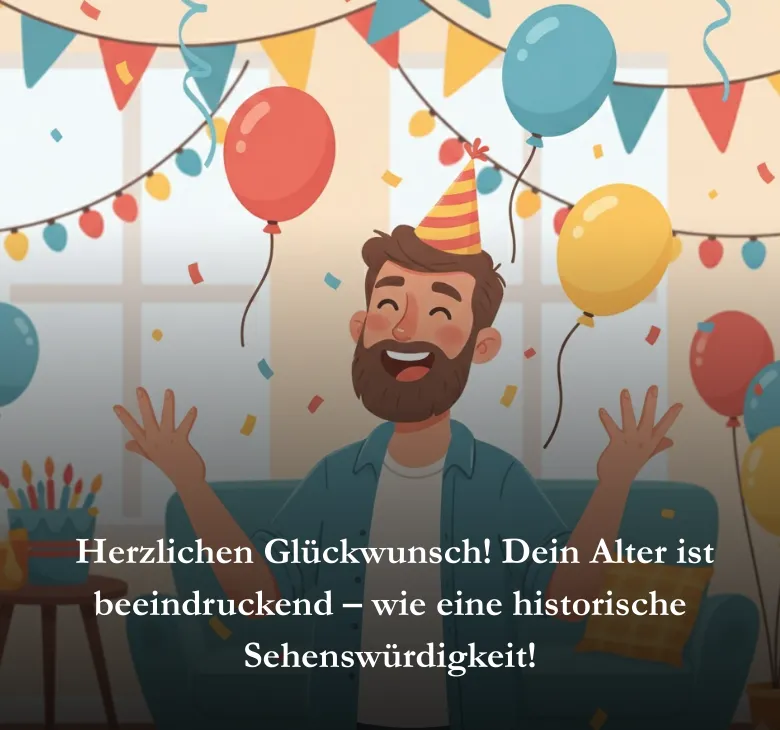  Herzlichen Glückwunsch! Dein Alter ist beeindruckend – wie eine historische Sehenswürdigkeit!
