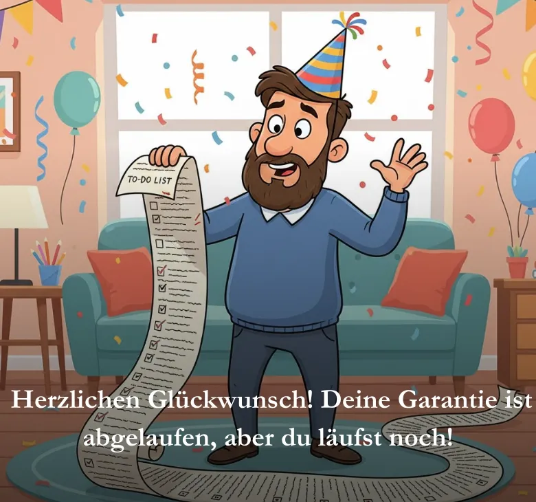  Herzlichen Glückwunsch! Deine Garantie ist abgelaufen, aber du läufst noch!
