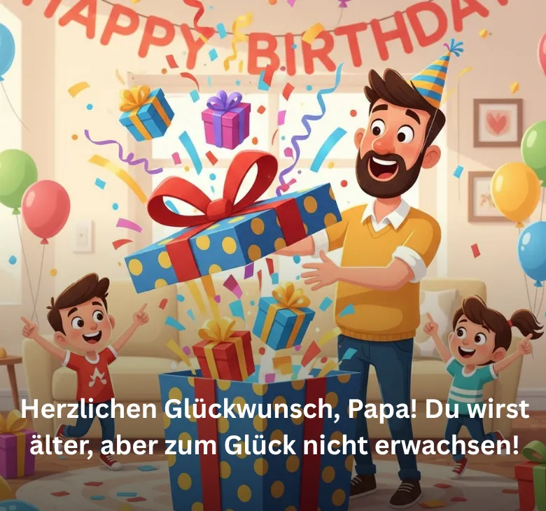 Herzlichen Glückwunsch, Papa! Du wirst älter, aber zum Glück nicht erwachsen!