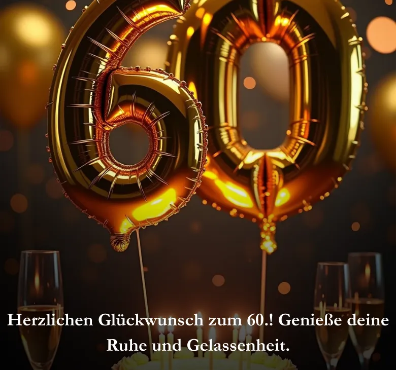 Herzlichen Glückwunsch zum 60.! Genieße deine Ruhe und Gelassenheit.