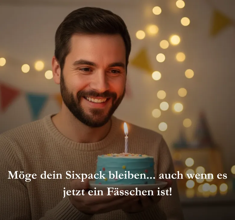 Möge dein Sixpack bleiben... auch wenn es jetzt ein Fässchen ist!
