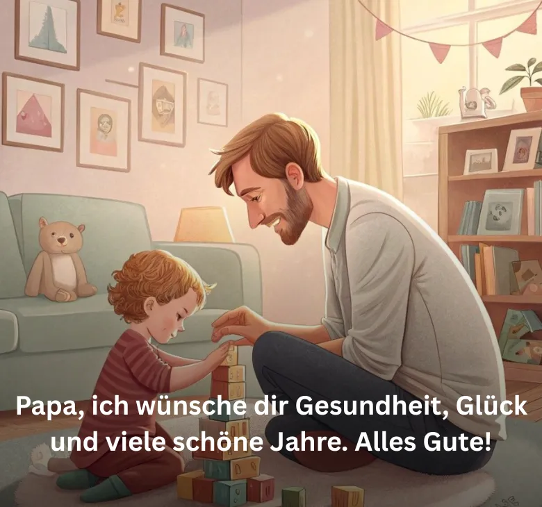 Papa, ich wünsche dir Gesundheit, Glück und viele schöne Jahre. Alles Gute!