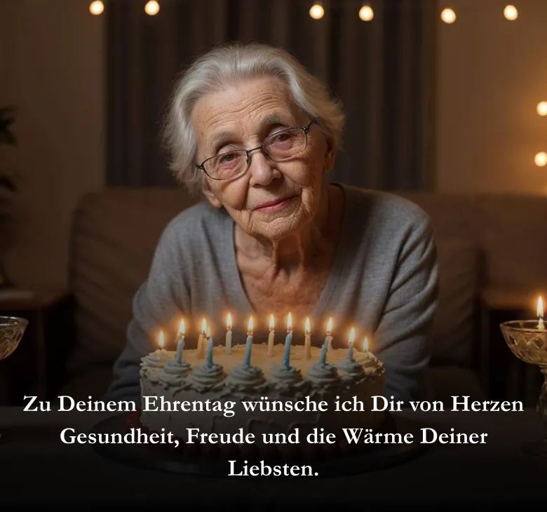 Zu Deinem Ehrentag wünsche ich Dir von Herzen Gesundheit, Freude und die Wärme Deiner Liebsten.
