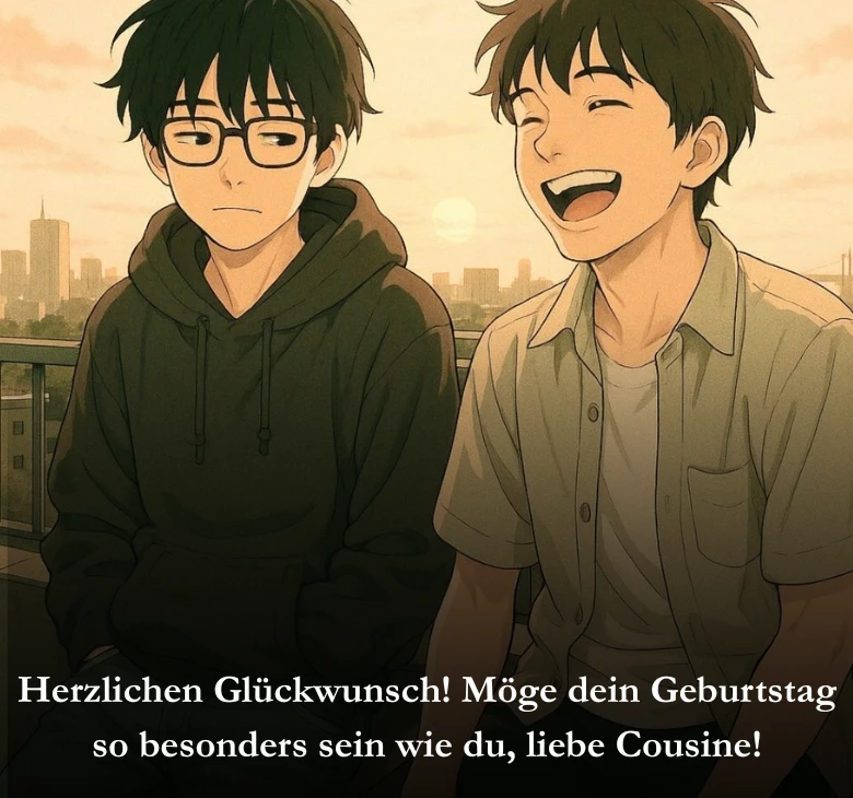 Herzlichen Glückwunsch! Möge dein Geburtstag so besonders sein wie du, liebe Cousine!