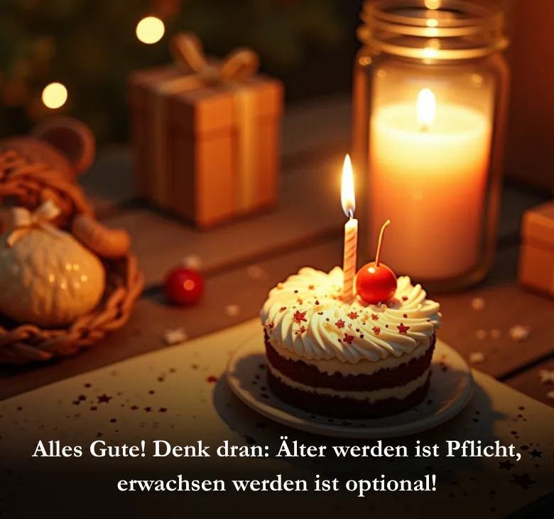 Alles Gute! Denk dran: Älter werden ist Pflicht, erwachsen werden ist optional!