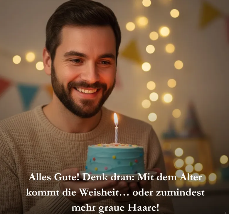 Alles Gute! Denk dran: Mit dem Alter kommt die Weisheit… oder zumindest mehr graue Haare!