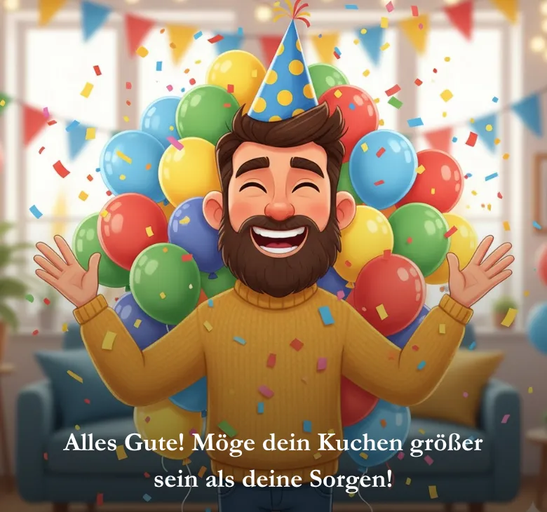 Alles Gute! Möge dein Kuchen größer sein als deine Sorgen!