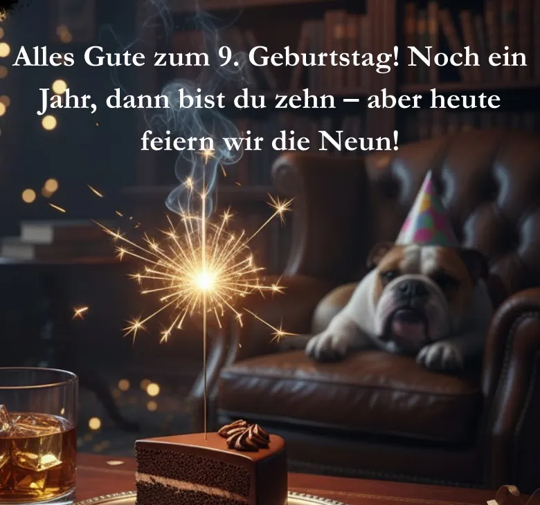 Alles Gute zum 9 Geburtstag Noch ein Jahr dann bist du zehn aber heute feiern wir die Neun