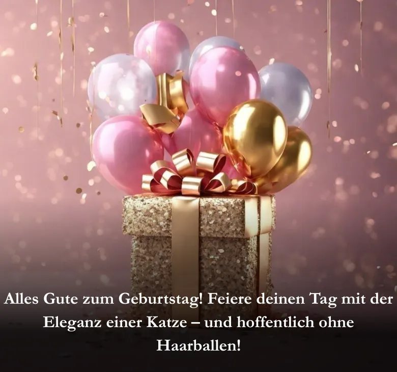 Alles Gute zum Geburtstag! Feiere deinen Tag mit der Eleganz einer Katze – und hoffentlich ohne Haarballen!