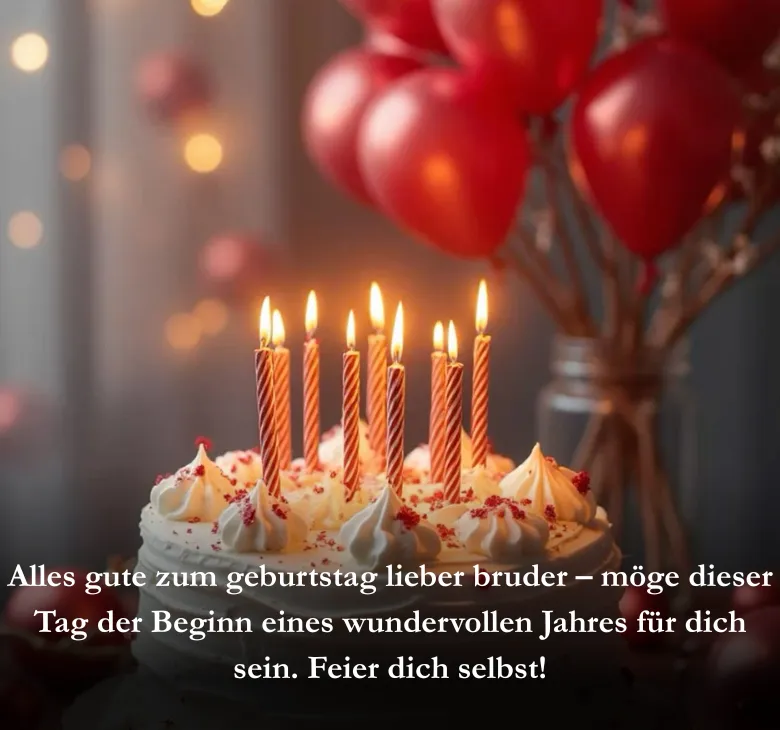 Alles gute zum geburtstag lieber bruder – möge dieser Tag der Beginn eines wundervollen Jahres für dich sein. Feier dich selbst!
