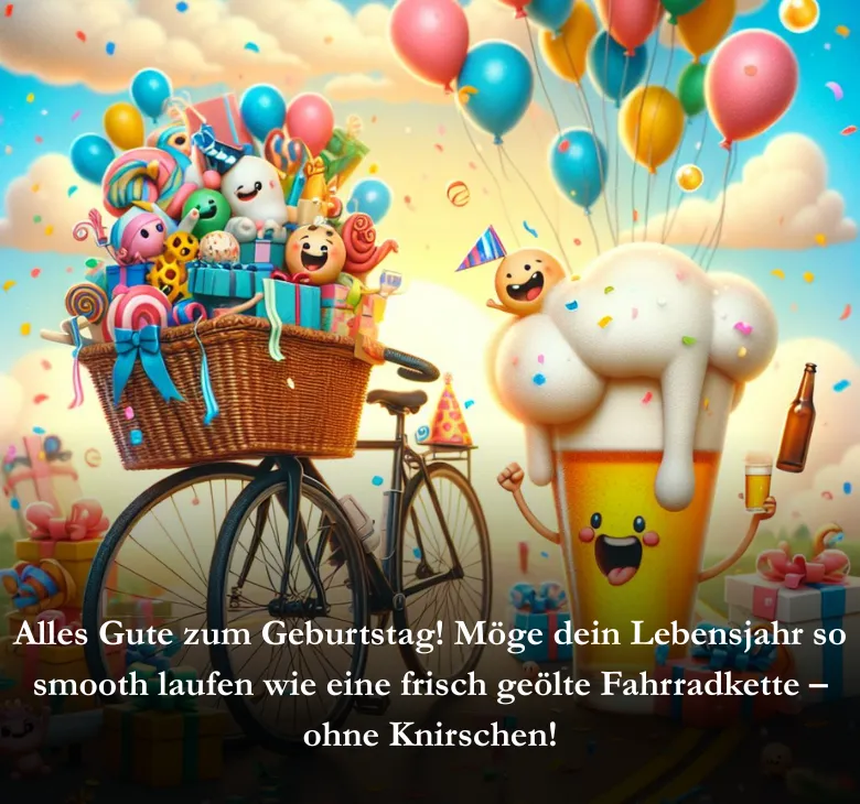 Alles Gute zum Geburtstag! Möge dein Lebensjahr so smooth laufen wie eine frisch geölte Fahrradkette – ohne Knirschen!