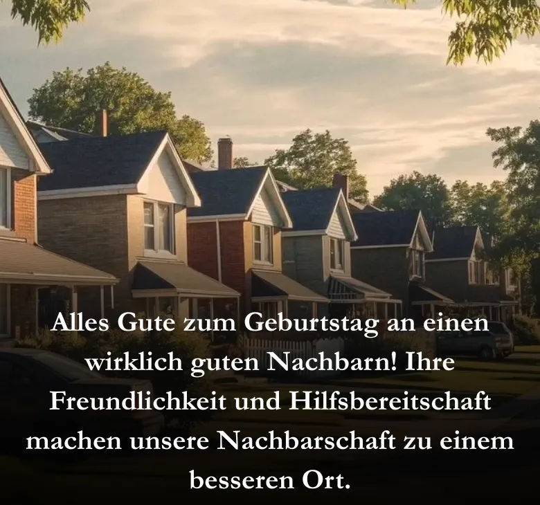 Alles Gute zum Geburtstag an einen wirklich guten Nachbarn! Ihre Freundlichkeit und Hilfsbereitschaft machen unsere Nachbarschaft zu einem besseren Ort.