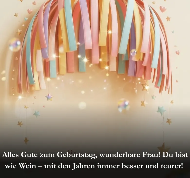 Alles Gute zum Geburtstag, wunderbare Frau! Du bist wie Wein – mit den Jahren immer besser und teurer! 