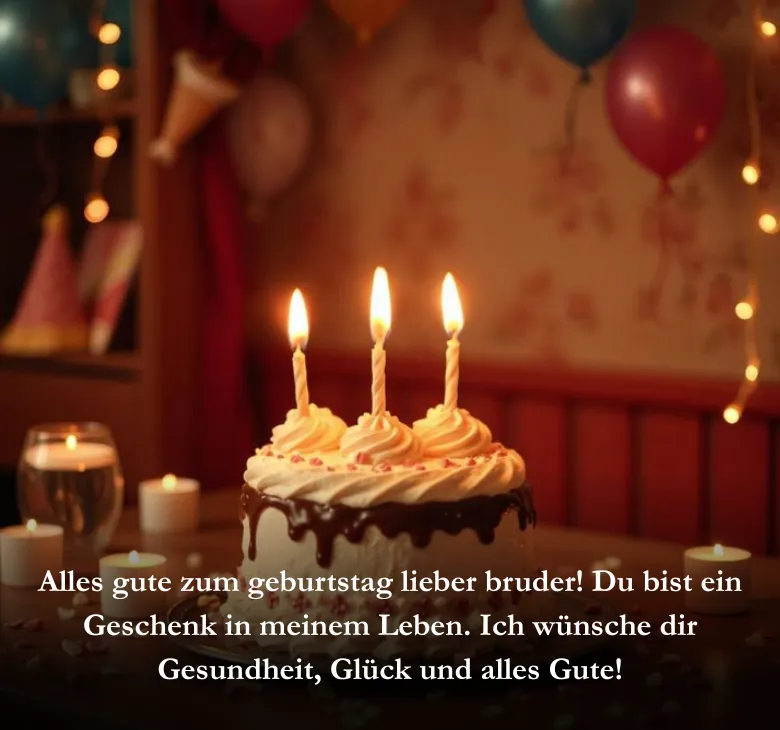 Alles gute zum geburtstag lieber bruder! Du bist ein Geschenk in meinem Leben. Ich wünsche dir Gesundheit, Glück und alles Gute!