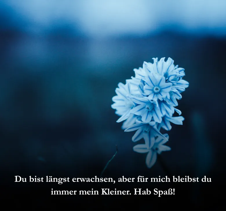 Du bist längst erwachsen, aber für mich bleibst du immer mein Kleiner. Hab Spaß!