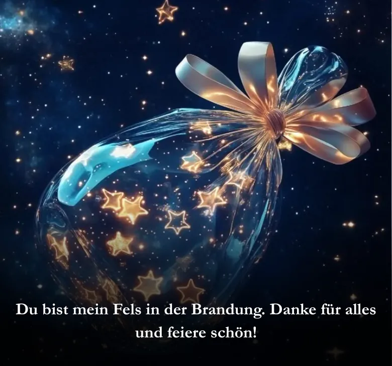 Du bist mein Fels in der Brandung. Danke für alles und feiere schön!