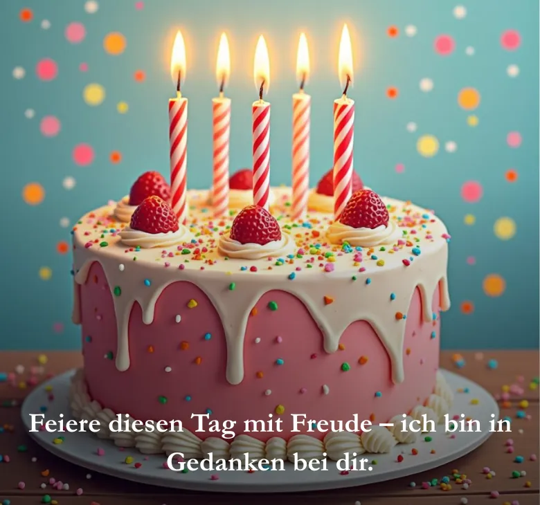 Feiere diesen Tag mit Freude – ich bin in Gedanken bei dir.