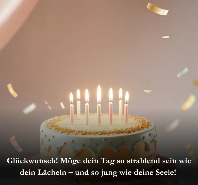 Glückwunsch! Möge dein Tag so strahlend sein wie dein Lächeln – und so jung wie deine Seele! 