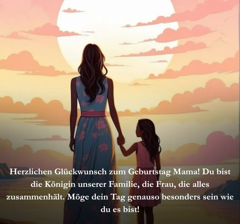 Herzlichen Glückwunsch zum Geburtstag Mama! Du bist die Königin unserer Familie, die Frau, die alles zusammenhält. Möge dein Tag genauso besonders sein wie du es bist!