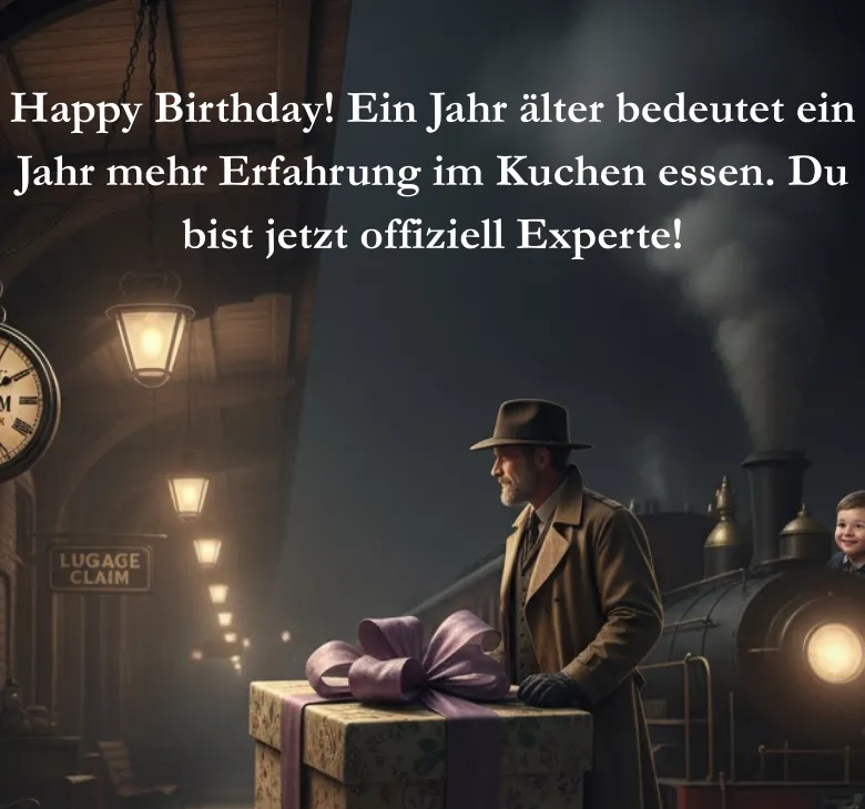 Happy Birthday Ein Jahr älter bedeutet ein Jahr mehr Erfahrung im Kuchen essen Du bist jetzt offiziell Experte