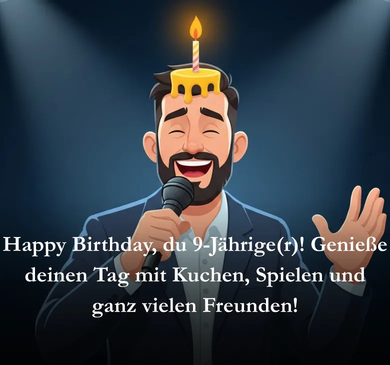 Happy Birthday du 9 Jähriger Genieße deinen Tag mit Kuchen Spielen und ganz vielen Freunden