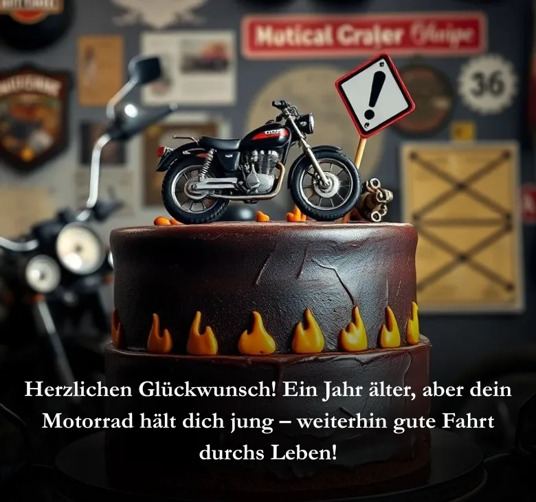 Herzlichen Glückwunsch! Ein Jahr älter, aber dein Motorrad hält dich jung – weiterhin gute Fahrt durchs Leben!