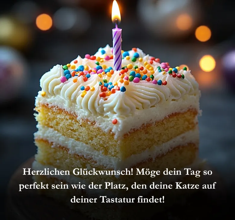 Herzlichen Glückwunsch! Möge dein Tag so perfekt sein wie der Platz, den deine Katze auf deiner Tastatur findet!