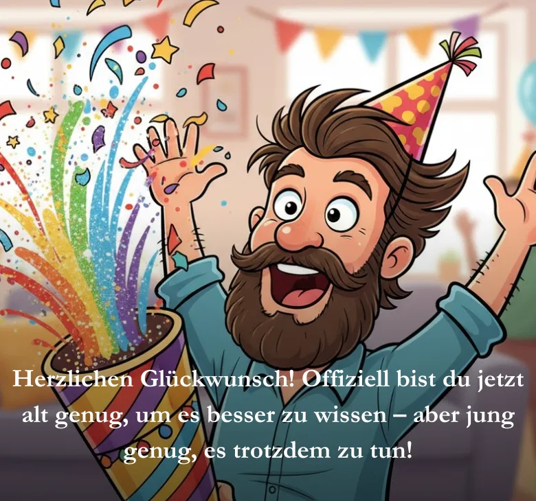 Herzlichen Glückwunsch! Offiziell bist du jetzt alt genug, um es besser zu wissen – aber jung genug, es trotzdem zu tun!