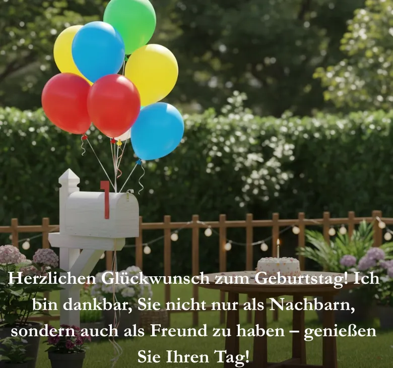 Herzlichen Glückwunsch zum Geburtstag! Ich bin dankbar, Sie nicht nur als Nachbarn, sondern auch als Freund zu haben – genießen Sie Ihren Tag!