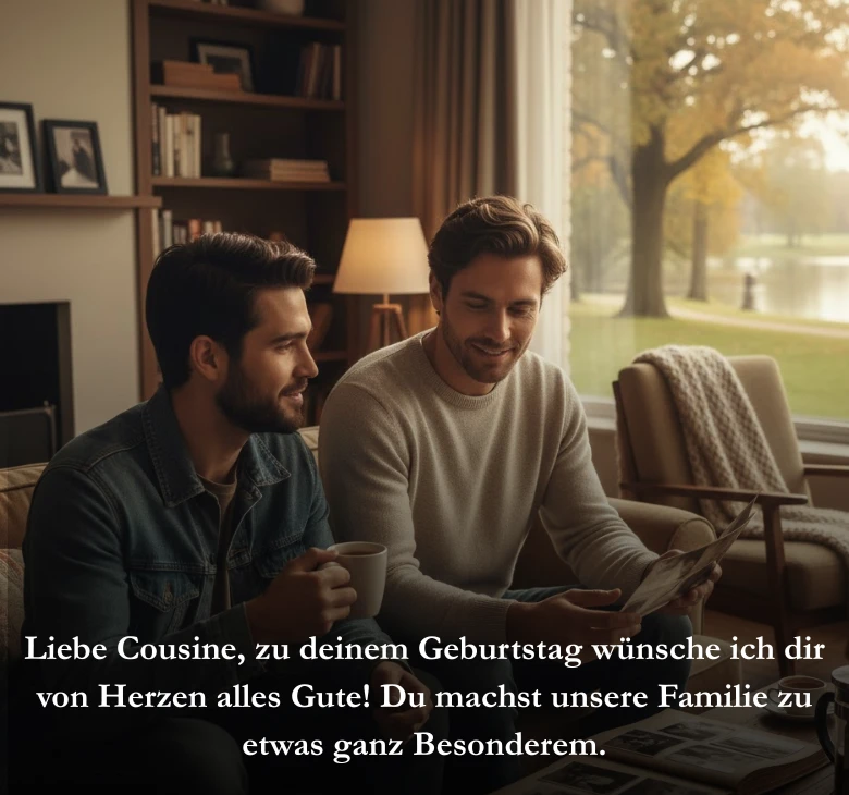 Liebe Cousine, zu deinem Geburtstag wünsche ich dir von Herzen alles Gute! Du machst unsere Familie zu etwas ganz Besonderem