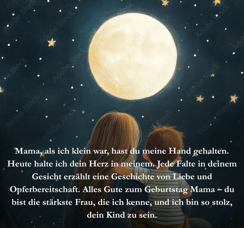 Mama, als ich klein war, hast du meine Hand gehalten. Heute halte ich dein Herz in meinem. Jede Falte in deinem Gesicht erzählt eine Geschichte von Liebe und Opferbereitschaft. Alles Gute zum Geburtstag Mama – du bist die stärkste Frau, die ich kenne, und ich bin so stolz, dein Kind zu sein.