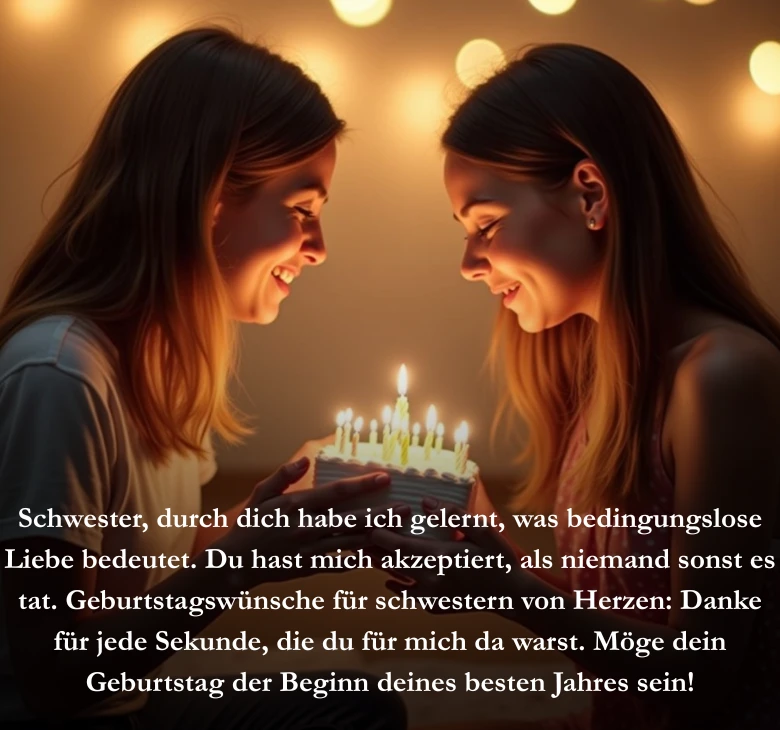 Schwester, durch dich habe ich gelernt, was bedingungslose Liebe bedeutet. Du hast mich akzeptiert, als niemand sonst es tat. Geburtstagswünsche für schwestern von Herzen: Danke für jede Sekunde, die du für mich da warst. Möge dein Geburtstag der Beginn deines besten Jahres sein!