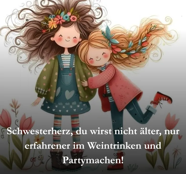 Schwesterherz, du wirst nicht älter, nur erfahrener im Weintrinken und Partymachen!