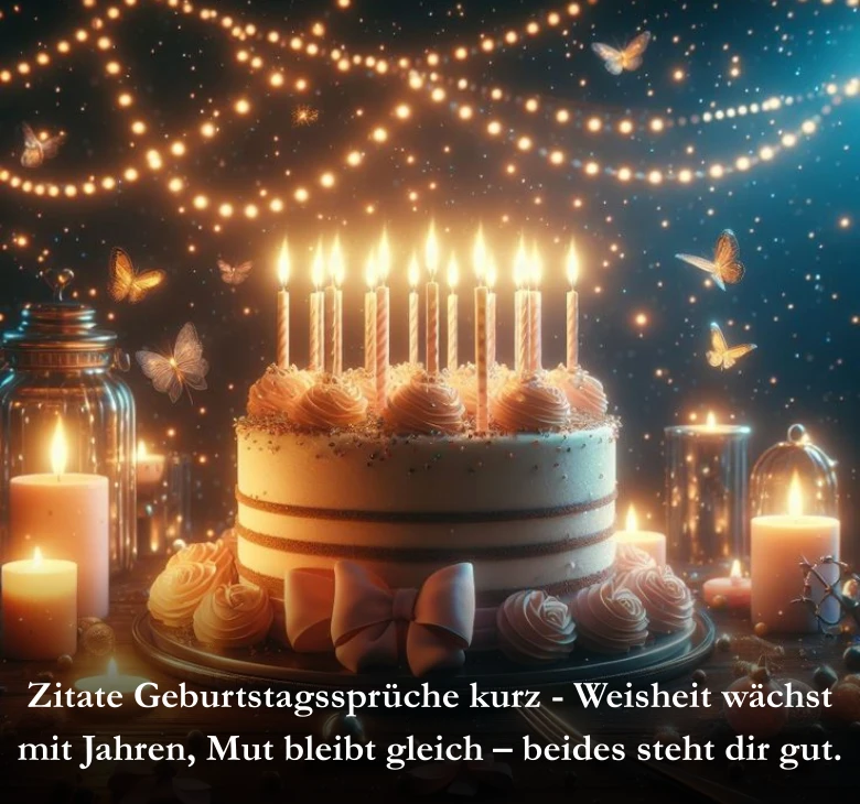Zitate Geburtstagssprüche kurz - Weisheit wächst mit Jahren, Mut bleibt gleich – beides steht dir gut