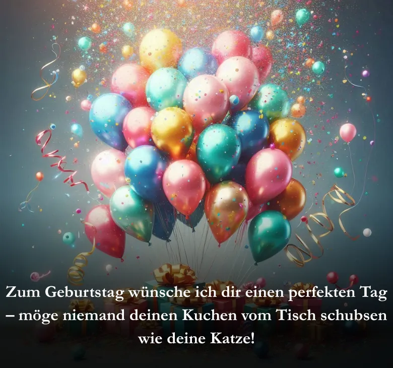 Zum Geburtstag wünsche ich dir einen perfekten Tag – möge niemand deinen Kuchen vom Tisch schubsen wie deine Katze!
