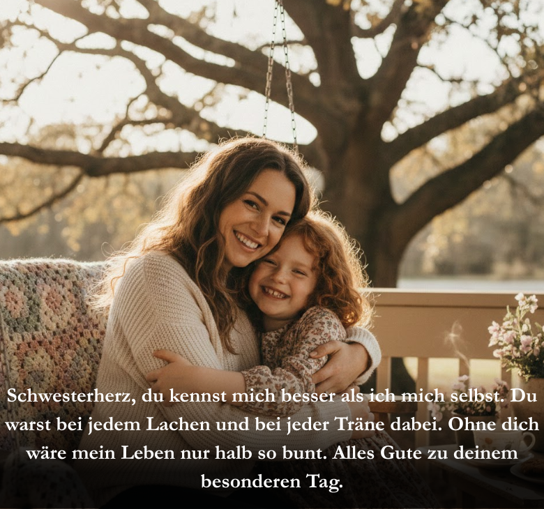 Schwesterherz, du kennst mich besser als ich mich selbst. Du warst bei jedem Lachen und bei jeder Träne dabei. Ohne dich wäre mein Leben nur halb so bunt. Alles Gute zu deinem besonderen Tag.