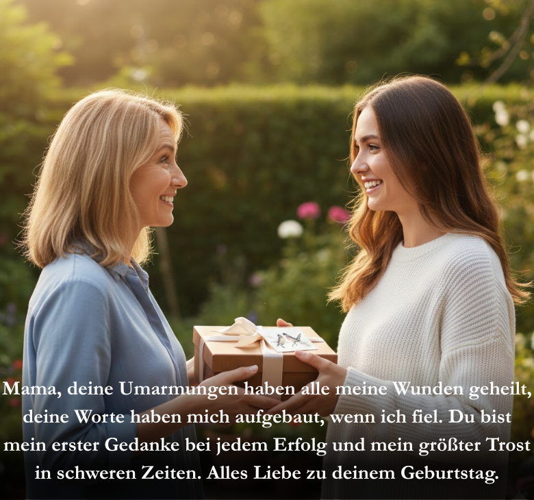 Mama, deine Umarmungen haben alle meine Wunden geheilt, deine Worte haben mich aufgebaut, wenn ich fiel. Du bist mein erster Gedanke bei jedem Erfolg und mein größter Trost in schweren Zeiten. Alles Liebe zu deinem Geburtstag.