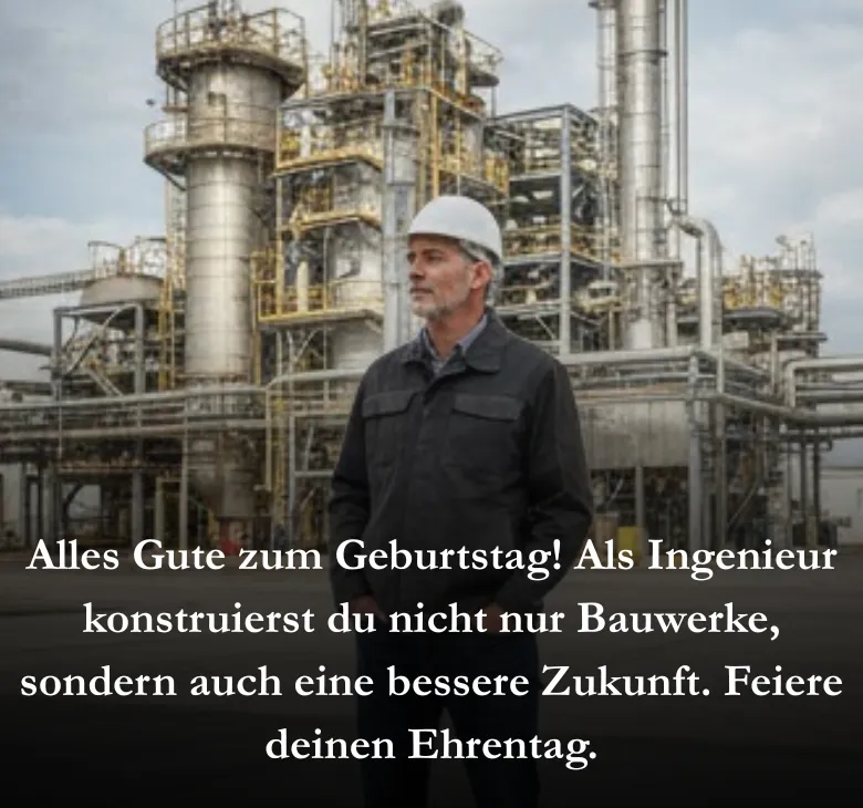 Alles Gute zum Geburtstag! Als Ingenieur konstruierst du nicht nur Bauwerke, sondern auch eine bessere Zukunft. Feiere deinen Ehrentag.