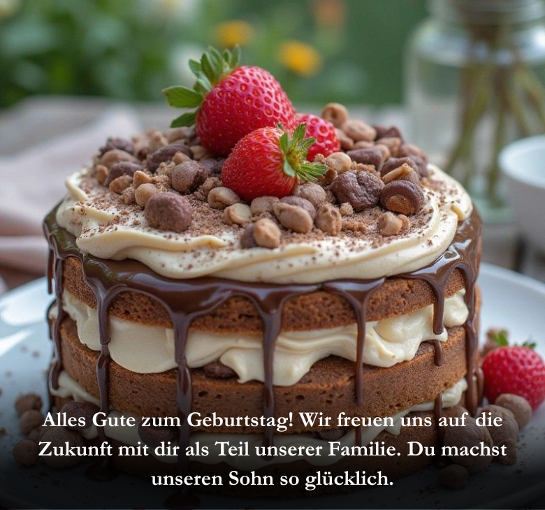 Alles Gute zum Geburtstag! Wir freuen uns auf die Zukunft mit dir als Teil unserer Familie. Du machst unseren Sohn so glücklich.